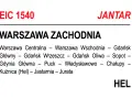 Oznaczenia pociągów PKP: EIC 1540 JANTAR, trasa Warszawa Zachodnia - Hel przez Gdańsk i Władysławowo.