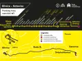 Trasa metrolinii M1 Gliwice-Katowice, z zaznaczonym dojazdem do dworca PKP Katowice.