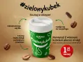 Z własnym kubkiem #zielonykubek płacisz mniej za kawę w Żabce. Kubek wielorazowy kosztuje 49,99 zł.