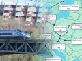 Pociąg Intercity na moście, w tle Stadion Narodowy i mapa Europy z trasami kolejowymi.