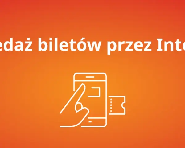 Grafika przedstawia ikonę smartfona z biletami i dłonią wskazującą na ekran.