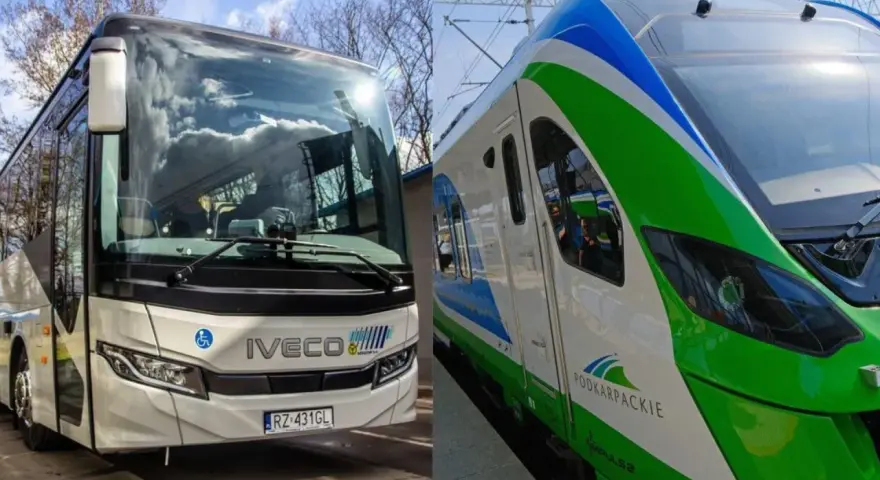 Autobus z Rzeszowa i pociąg do Krakowa Balic. Dwa środki transportu, jedna podróż.