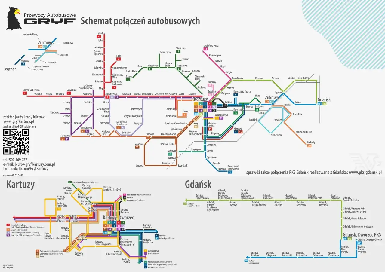 Mapa przystanków autobusowych Gryfice