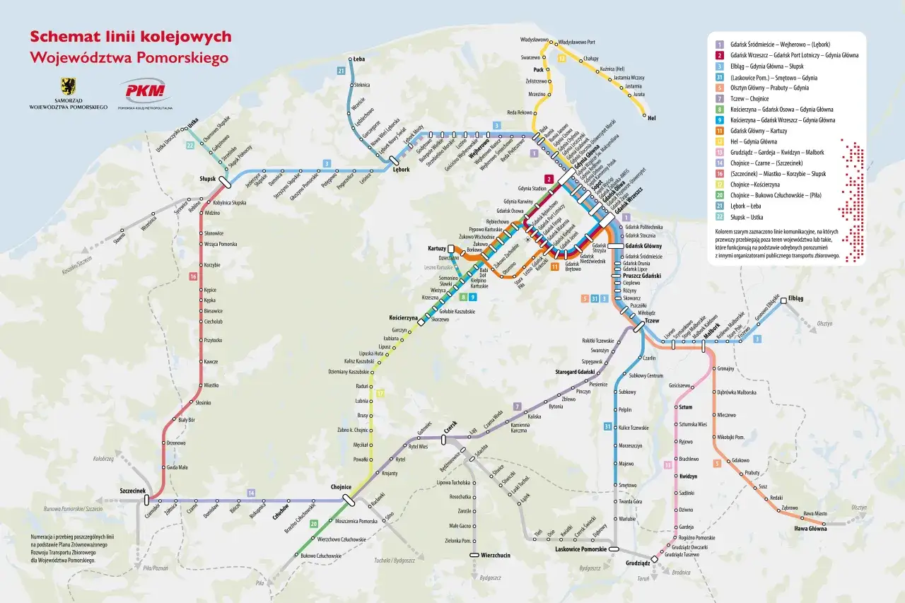 Mapa linii SKM Gdańsk