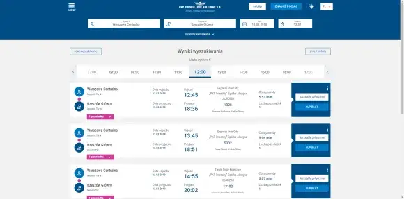 zrzut ekranu Portal Pasażera PKP PLK interfejs