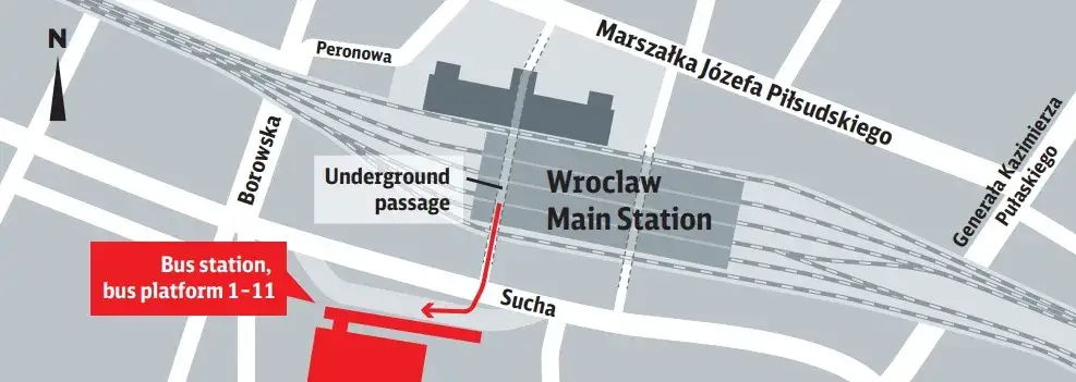 Dworzec Autobusowy Wrocław Wroclavia wejście mapa
